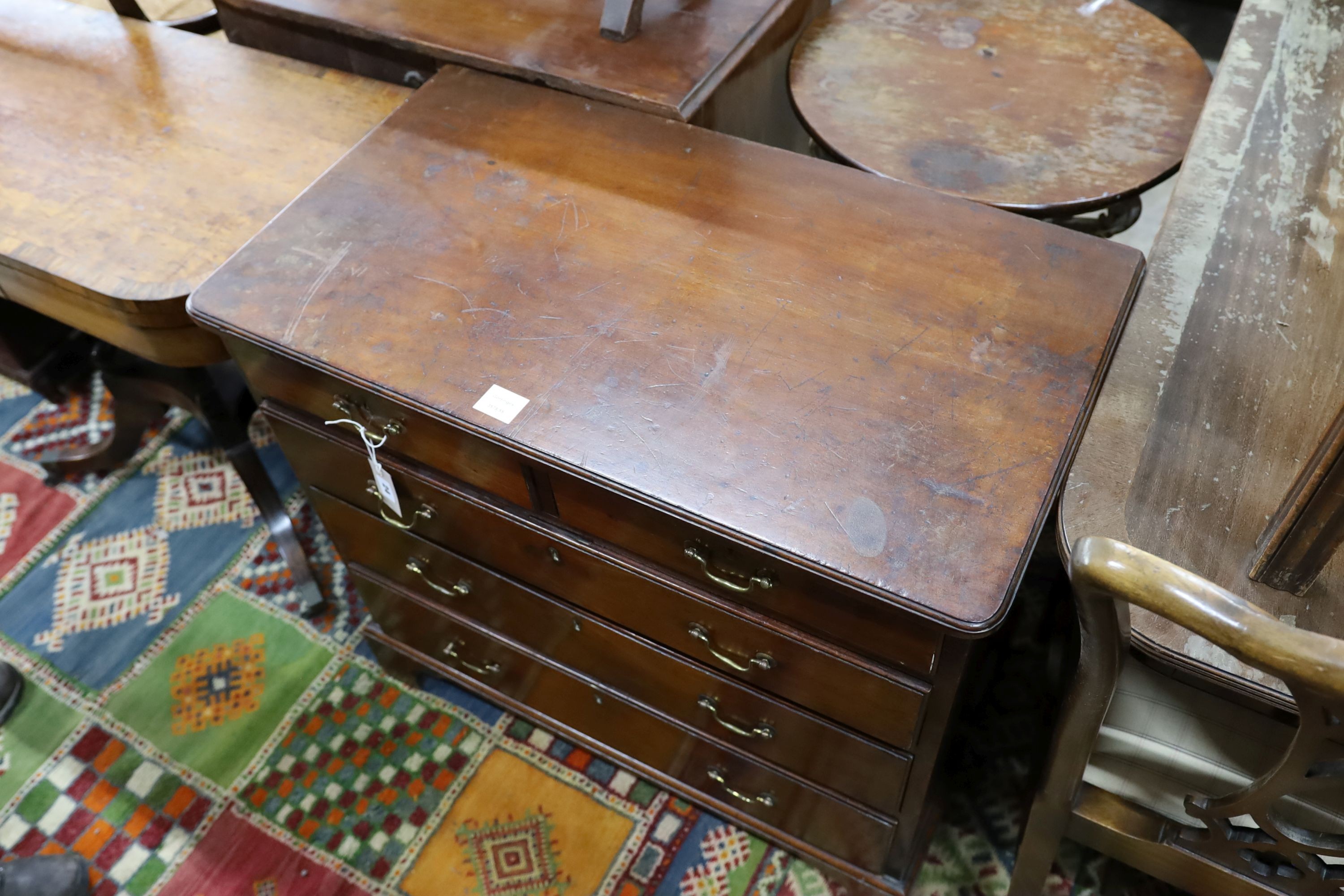 A small George III mahogany chest, width 85cm, depth 47cm, height 79cm